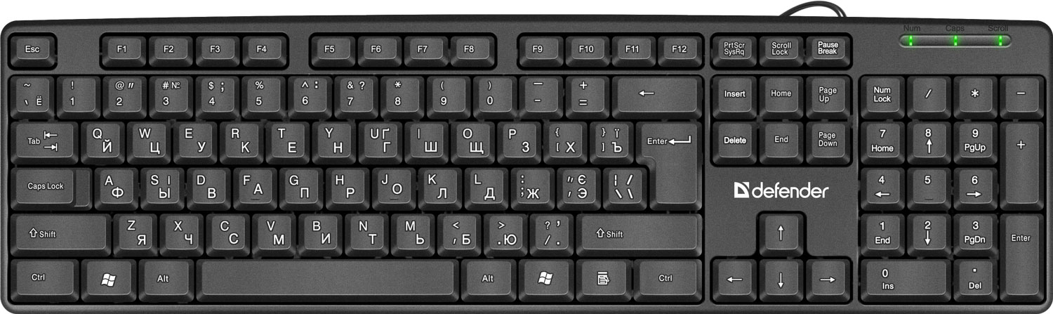 Клавіатура Defender Element HB-520 B, 104+3 кн., UA, USB, чорна