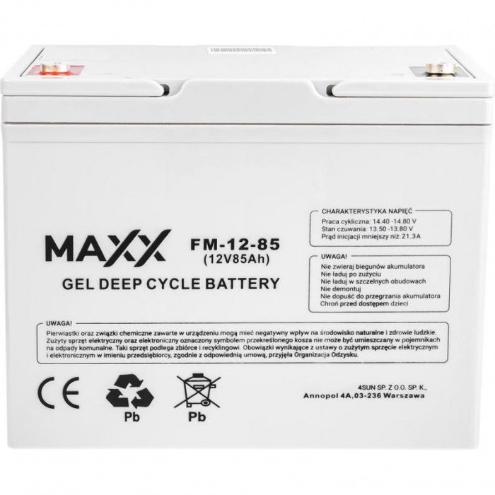 Гелевий Акумулятор 85Ah 12V 4SUN MAXX GEL DEEP CYCLE (12-FM-85)